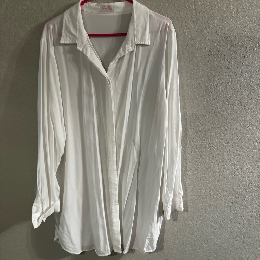 Pink Lily white button up dress or long tunic